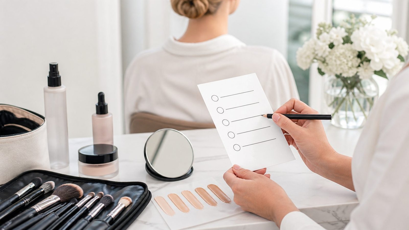 Braut Make-Up Fehler vermeiden – Concealer-Farbmuster und Checkliste bei der Vorbereitung